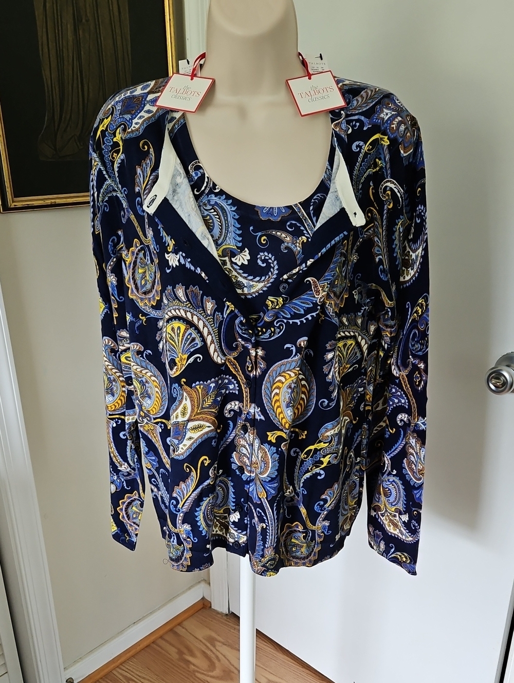 NWT Talbots Charming Paisley Cardigan & Shell Set Size XL